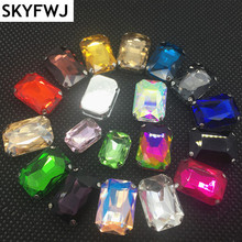 All Colors Sew on Rhinestone Rectangle Octagon Glass Stone In Metal Claw Setting 6x8,8x10,10x14,13x18,18x27mm Sew on Crystals 2024 - buy cheap