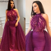 New Arrival High Neck mermaid evening dresses 2021 Pearls Beaded Lace Formal dress Evening Party long dress robe sirene 2024 - buy cheap