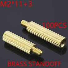 100pcs M2 x 11+3 M2*12mm male to female brass standoff round spacer 2024 - buy cheap