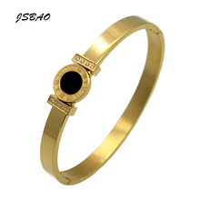 JSBAO Luxury Brand Fine Jewelry Inlay  rystal Bracelet For Women And Girl's Gift Roman Stainless Steel Bracelets & Bangles 2024 - buy cheap