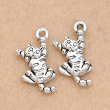 KJjewel Tibetan Silver Plated Cat Charm Pendants for Jewelry Making Handmade Jewelry Diy Accessories 22x11mm 2024 - buy cheap