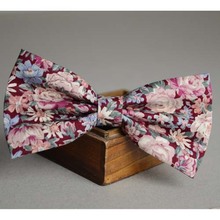 wine red floral bow tie, wedding floral tie,mens butterfly tie,cotton neckties for men, boys neckwear 2024 - buy cheap