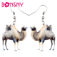 Bonsny-pendientes de acrílico con forma de camello para mujer y niña, aretes colgantes de animales, regalo, venta al por mayor 2024 - compra barato