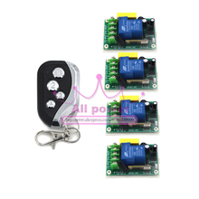 100% NOVO RF AC 220 V 30A 433 MHZ 1Ch Código de Aprendizagem RF Controle Remoto Sem Fio Transmissor De Metal Novo Design 4 * receptor