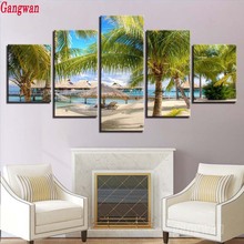 5 Pcs Diy 5D Diamond Embroidery Landscape Full Square round Diamond Painting Coconut Trees Beach Seascape Mosaic Cross Stitch 2024 - buy cheap