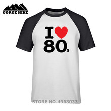 Camiseta de verano para hombre, camisa con eslogan "I love the 80s", estilo retro "nostalgia de los 80", camiseta negra de Manga 2019 2024 - compra barato