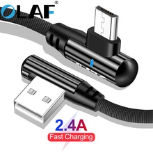 OLAF 2.4A Micro USB Fast Charge 90 Degree Elbow Cable for Samsung S7 For Xiaomi 4 Mobile Phone USB Charging Cord Microusb Cable 2024 - buy cheap