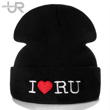 New Unisex Beanie Hat I LOVE RU Letter Casual Winter Hats For Men Women Warm Knitted Hat Fashion Solid Streetwear Beanie Cap 2024 - buy cheap