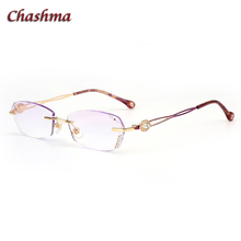 Chashma Brand Colored Lenses Alloy Glasses Frame lunette de vue femme Rimless Spectacles Diamond Myopia Glasses Frames Female 2024 - buy cheap