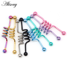 Alisouy 1PCS Hiphop 14G 316L Stainless Steel Spring Pattern Ear Plug Tunnel Body Piercing jewelry Ear Cartilage nail jewelry 2024 - buy cheap