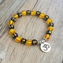 Pulseira de buda artesanal, bracelete de yoga com contas de buda, chakra om, pulseira de oração mala feminina e masculina 2024 - compre barato