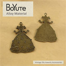 BoYuTe (10 Pieces/Lot) 51*37MM Antique Bronze Plated Zinc Alloy Dress Pendant Charms for Jewelry Making Accessories Diy Necklace 2024 - buy cheap