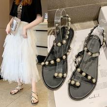 pearl rivets punk sandals women clip toe beading gladiator sandalias mujer slip on lazy shoes woman beach espadrilles sandales 2024 - buy cheap