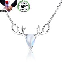 OMHXZJ Wholesale European Fashion Woman Girl Party Wedding Gift Elk Moonstone 925 Sterling Silver Pendant Necklace NA08 2024 - buy cheap