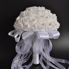 Artificial strass buquês de casamento pe espuma rosas nupcial branco bouquet flores de casamento bouquets de noiva was10022 2024 - compre barato