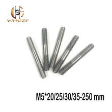 2PCS M5  304 Stainless Steel Double End Threaded Screw Headless Double Thread Studs Bolt M5*20/25/30/35-250 mm 2024 - buy cheap