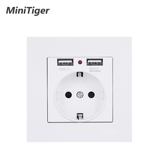 Minitiger EU/French Standard PC Panel Best Dual USB Port 2.1A Wall Charger Adapter EU Plug USB Socket Power Outlet Panel 2024 - buy cheap