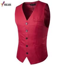 MKASS Brand Spring Suit Vest Men Gilet Homme  New Design Single Breasted Waistcoat Men Casual Slim Fit Mens Dress Vests 2024 - buy cheap