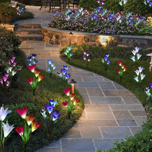 Luz de led solar ao ar livre à prova d'água que muda de cor, para decoração de jardim, caminho de gramado, lâmpada led, lâmpada solar