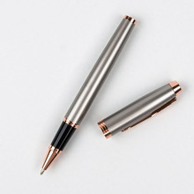 Nice Rose gold Clip Rollerball Pen Metal gray White black for Choose 0.5mm Black Ink Refill Office Gift Pens School Supplies 2024 - buy cheap