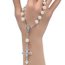12Pcs/Lot 8MM White Simulated Pearl Beads Religious Catholic Rosary Bracelets Women Wholesale Beaded Bracelet Jewelry 2024 - buy cheap