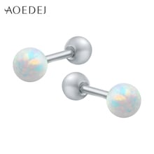 Aoedeli-pendientes de ópalo de acero inoxidable para niña y mujer, aretes de piedra Natural, color blanco, 3-5mm 2024 - compra barato