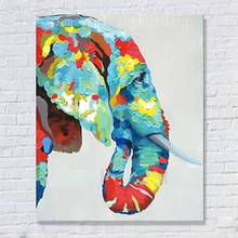 Handcraft Colorful Animal Oil Painting on Canvas Handmade Modern Abstract Palette Knife Elephant Paint Hang Wall Artwork Picture 2024 - buy cheap