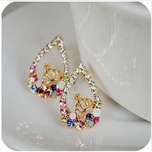 Korean jewelry color crown droplets earrings for women elegant female temperament 4ED295 2024 - buy cheap