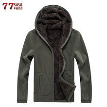 Plus Size 7XL 8XL Winter Men's Soft Shell Hoodies Thick Fleece Jackets Men Sportswear Tracksuits Casual Solid Male Hooded Coats 2024 - buy cheap