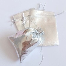 50pcs Silver Cloth Foil Organza Bag Drawstring Bag Jewelry Bags Fabric Pouch Gift Bags Wedding/Party/Christmas Packaging Display 2024 - buy cheap
