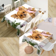 ShunQian Chihuahua Dog Tablecloth 3D Oxford Fabric Square/Rectangular Dust-proof Table Cover For Party Home Decor TV Covers 2024 - buy cheap