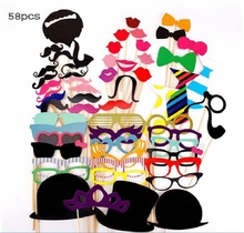 NEW 58Pcs/Set DIY Masks Photo Booth Wedding Decoration Birthday Props  Mustache Glasses Lips 2024 - buy cheap