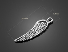 100pcs Antique Silver Single Wing Charms Pendants-DIY Jewelry Findings Necklace Bracelet Fashion Accessories 32.7 mm X 9.4 mm 2024 - buy cheap