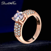 Double Fair Engagement Wedding Rings Cubic Zirconia Rose Gold Color CZ Stone Ring Jewelry For Women anel HotSale DFR105 2024 - buy cheap