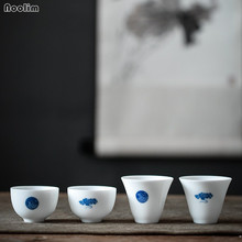 NOOLIM-tazas de cerámica pintadas a mano, tazas de agua esmaltadas a mano Vintage, color blanco, para oficina, Kung Fu, juego de té 2024 - compra barato