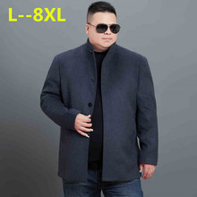 Plus size 8XL 6XL 5XL 4XL NEW  High Quality Mens Long Wool Trench Coat Korean Men Slim fit Trench Parkas for Winter 2024 - buy cheap