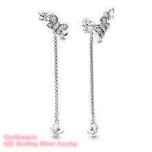 2019 Spring 100% 925 Sterling Silver Bedazzling Butterflies Earrings white CZ Original European Style Brand woman Jewelry 2024 - buy cheap