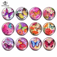 Royalbeier 12pcs/lot Mix Butterflies Glass Beads 18mm Colorful Snaps Button bijuterias Charm DIY Bracelet Jewelry Women berloque 2024 - buy cheap