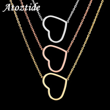 Atoztide-collar minimalista de acero inoxidable con forma de corazón para mujer, cadena con forma de corazón hueco, Color oro rosa, regalo de Año Nuevo 2024 - compra barato