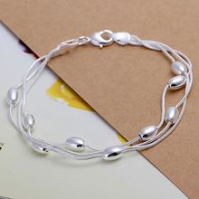 H236 moda 925 jóias de prata pulseira de três linha Gloss bola pulseira / ENOWGIKW UFHNQCHO 2024 - compre barato