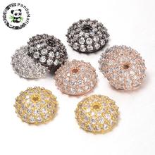 Apetalous Half Round/Dome Brass Micro Pave Cubic Zirconia Bead Caps, Mixed Color, 8x3mm, Hole: 1mm 2024 - buy cheap