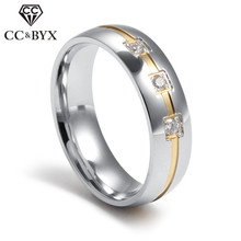 Cc jewelry anéis para homens e mulheres, aço titânio, zircônia cúbica, anel de noivado, joias de moda para casamento, cc975 2024 - compre barato