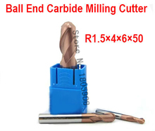 Carbide ball nose end mill r1.5 R1.5*D4*6*50 cnc controller spindle carbide,milling cutter r1.5,the lathe tool,coating:NANO 2024 - buy cheap