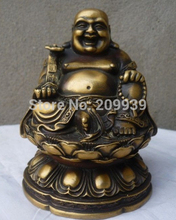 huij 006534 Chinese Folk Culture Handmade Old Brass Bronze Statue Maitreya Buddha Sculpture 2024 - buy cheap