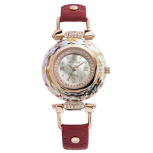Relógio melissa luxuoso feminino, bracelete de couro com cristais, pulseira em couro 2024 - compre barato