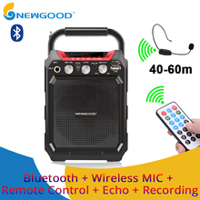 Portable Wireless Voice Amplifier with Wireless Microphone Bluetooth Speaker Megaphone For Teacher Guide TF USB disk Recording 2024 - buy cheap