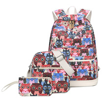 Canvas Backpack 3 Pcs/set Women School Backpacks Schoolbag For Teenagers Girls Student Book Bag Satchel 2024 - buy cheap