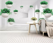 beibehang Custom HD 3d wallpaper mural Small fresh hanging plant space living room TV background wall wallpaper for walls 3 d 2024 - buy cheap