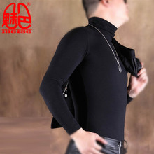 Men's Thickening Plus Velvet Warm High Collar Long-Sleeved T-Shirt Four-Sided High-Elastic Tight-Fitting Slim Bottoming Shirt K 2024 - buy cheap