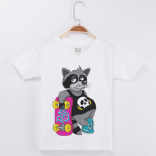 New Arrival Kids T Shirt For Boys Fashion Hipster Cotton Tees White Short Sleeve Tshirts Hip Hop Raccoon Print Children Clothing 2024 - buy cheap